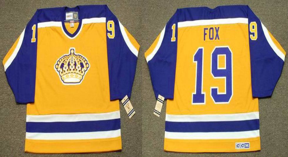 2019 Men Los Angeles Kings 19 Fox Yellow CCM NHL jerseys